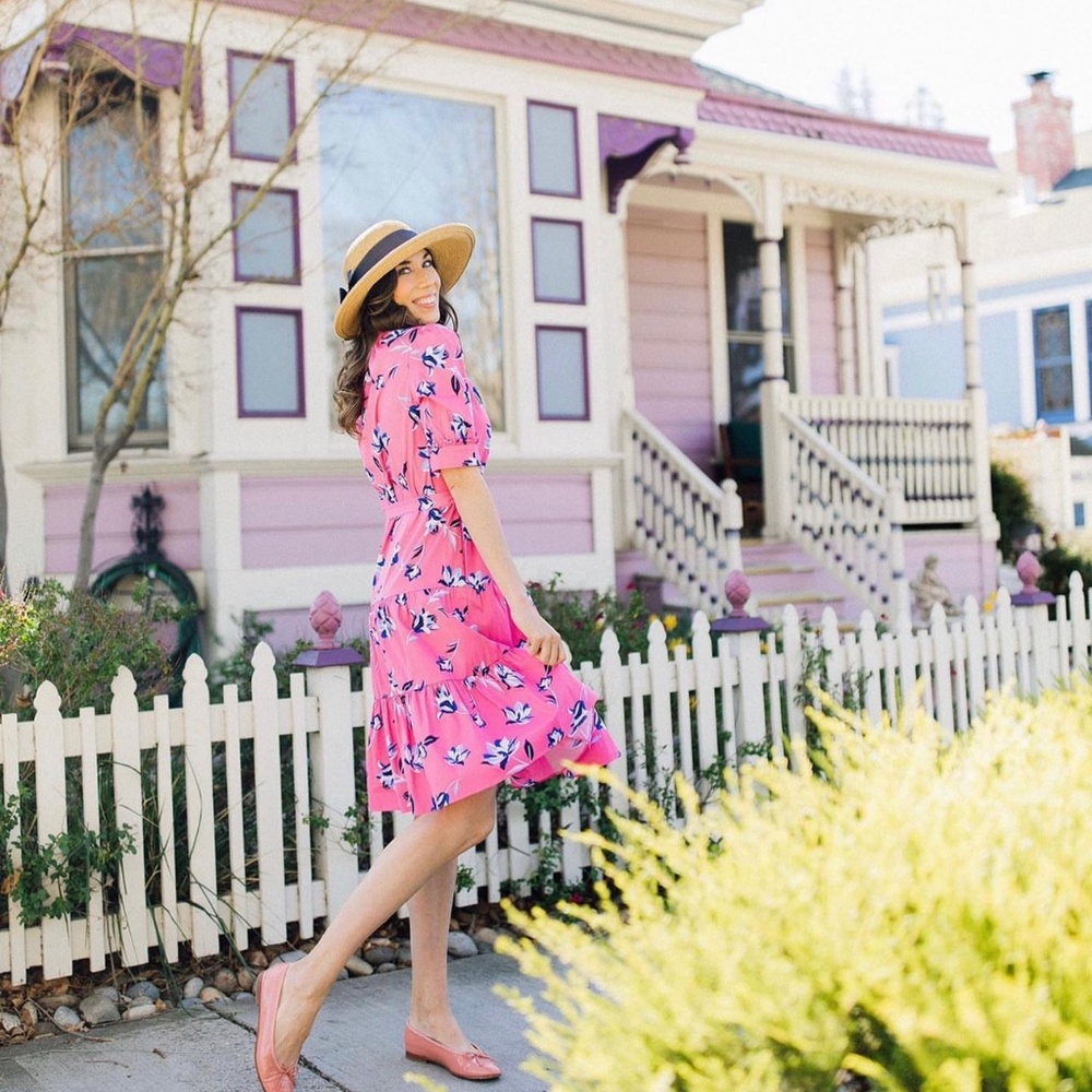 Draper James Pink Magnolia Print Dress Xs